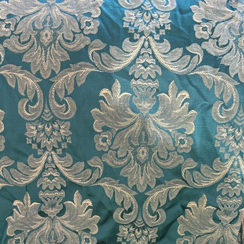 Elegant Teal and Gold Damask Tablecloth